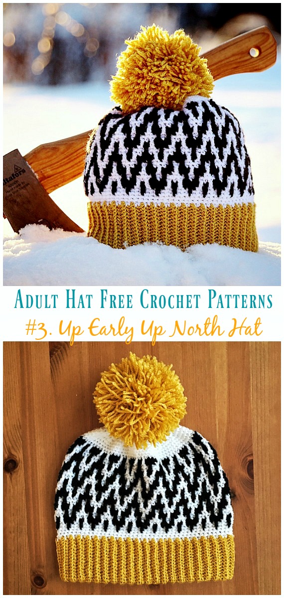 Up Early Up North Hat Free Crochet Pattern - Adult #Hat; #Crochet; Free Patterns