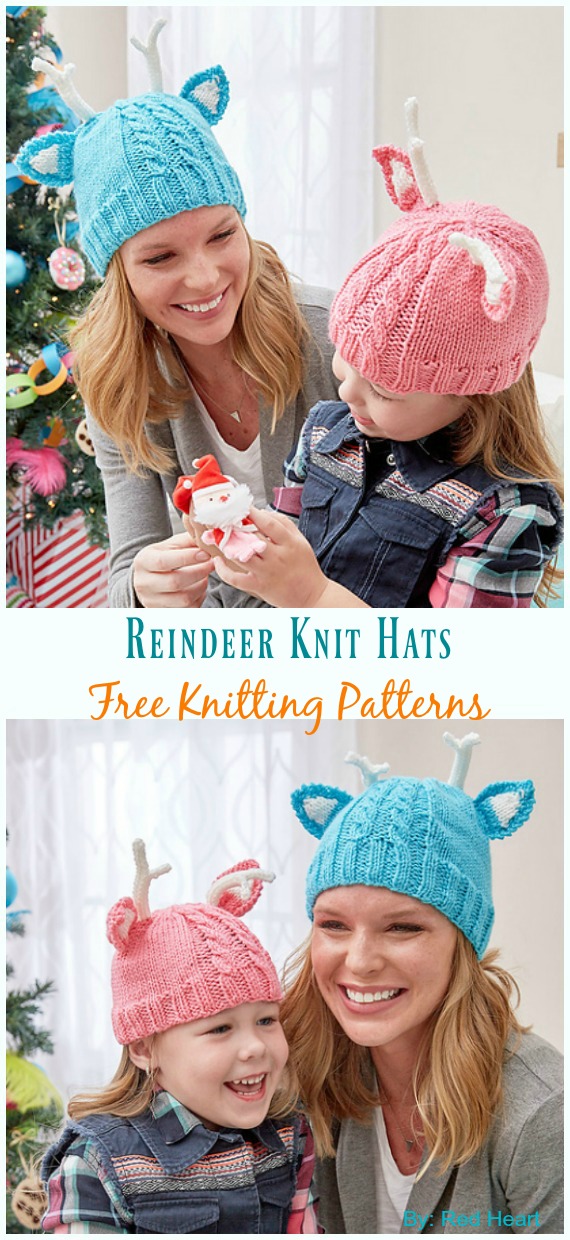 Reindeer Knit Hats Knitting Free Pattern - Baby #Reindeer; #Hats; #Knitting; Patterns
