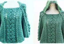 Cable Hooded Poncho Crochet Free Pattern Video Tutorial - Women #Poncho; Free #Crochet; Patterns