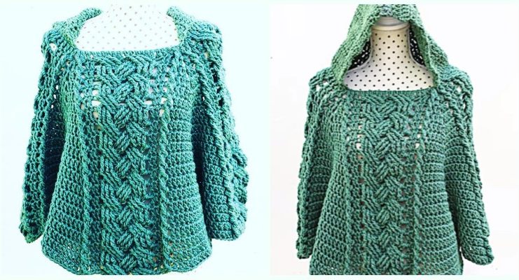 Cable Hooded Poncho Crochet Free Pattern Cable Hooded Poncho Crochet Free Pattern Video Tutorial - Women #Poncho; Free #Crochet; Patterns
