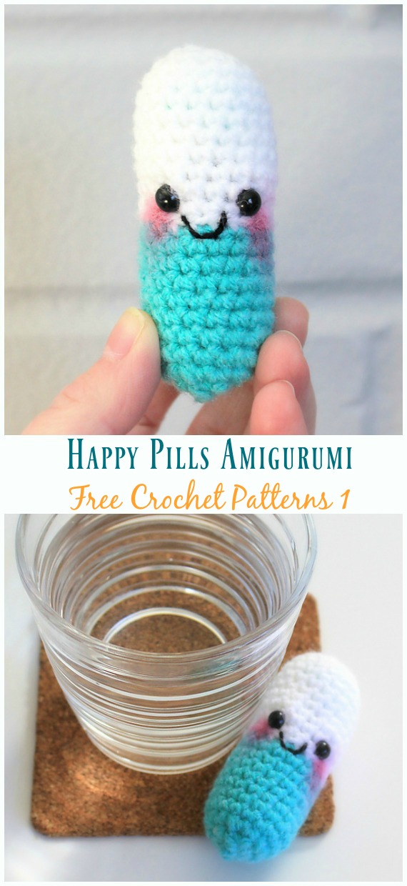 Happy Pills Amigurumi Free Crochet Pattern - Crochet Happy #Pill; #Amigurumi; Free Patterns