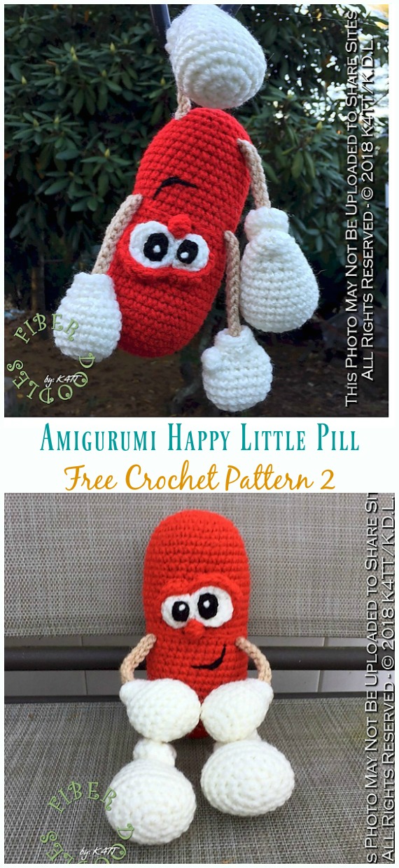 Happy Little Pill Amigurumi Free Crochet Pattern - Crochet Happy #Pill; #Amigurumi; Free Patterns