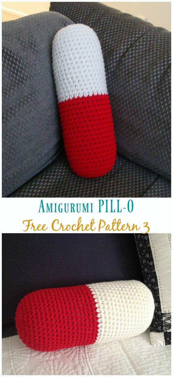 PILL-O Pillow Amigurumi Free Crochet Pattern - Crochet Happy #Pill; #Amigurumi; Free Patterns