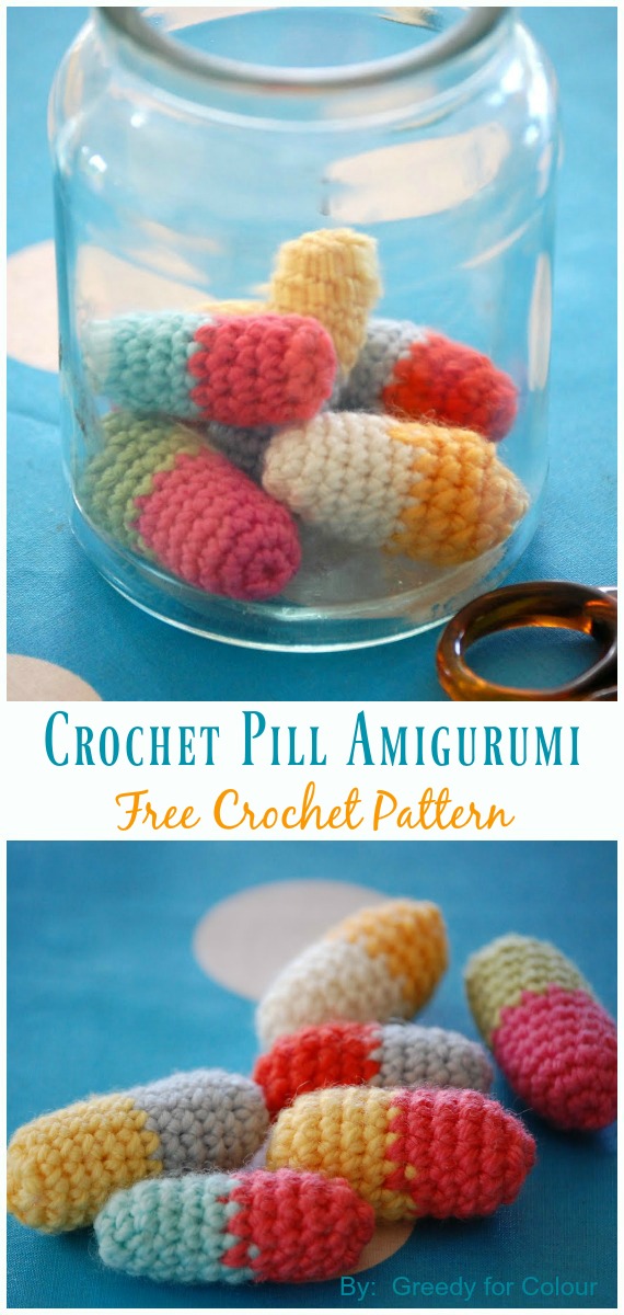 Crochet Pill Amigurumi Free Crochet Pattern - Crochet Happy #Pill; #Amigurumi; Free Patterns