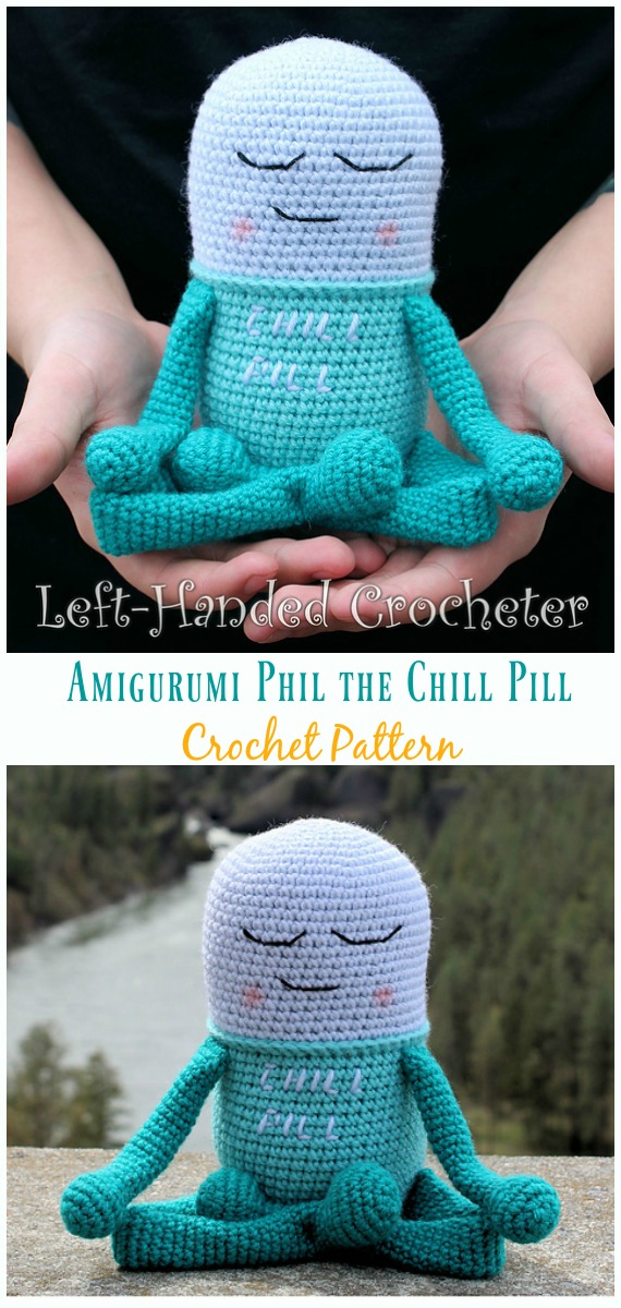 Phil the Chill Pill  Amigurumi Crochet Pattern - Crochet Happy #Pill; #Amigurumi; Patterns