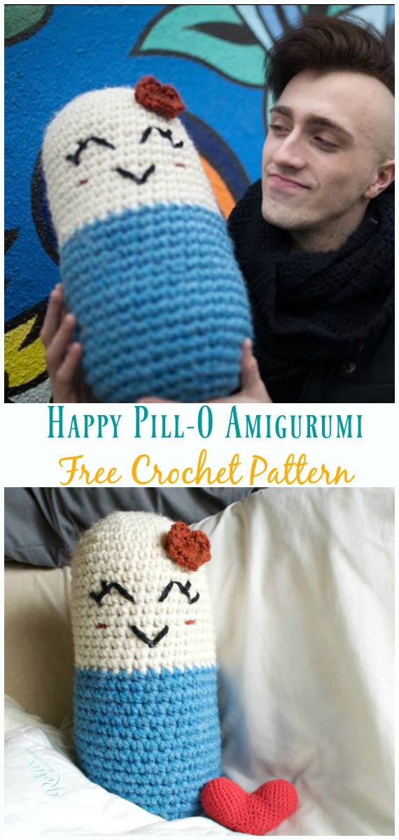 Happy Pill-O Amigurumi Free Crochet Pattern - Crochet Happy #Pill; #Amigurumi; Free Patterns