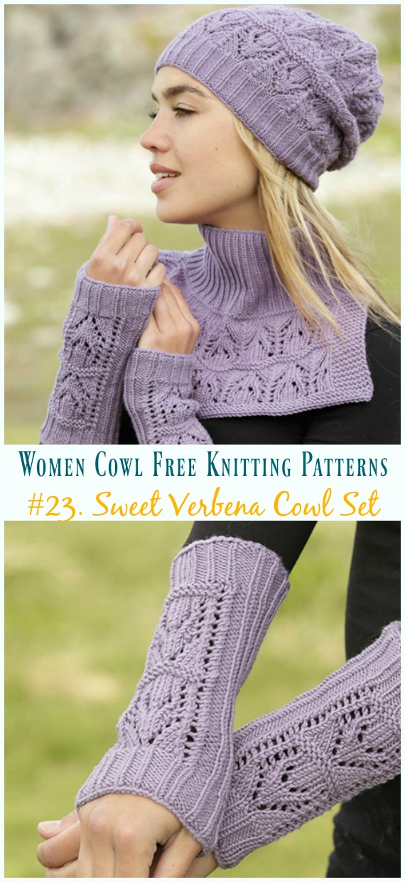 Sweet Verbena Split Cowl Knitting Free Pattern - Women Cowl Free #Knitting Patterns
