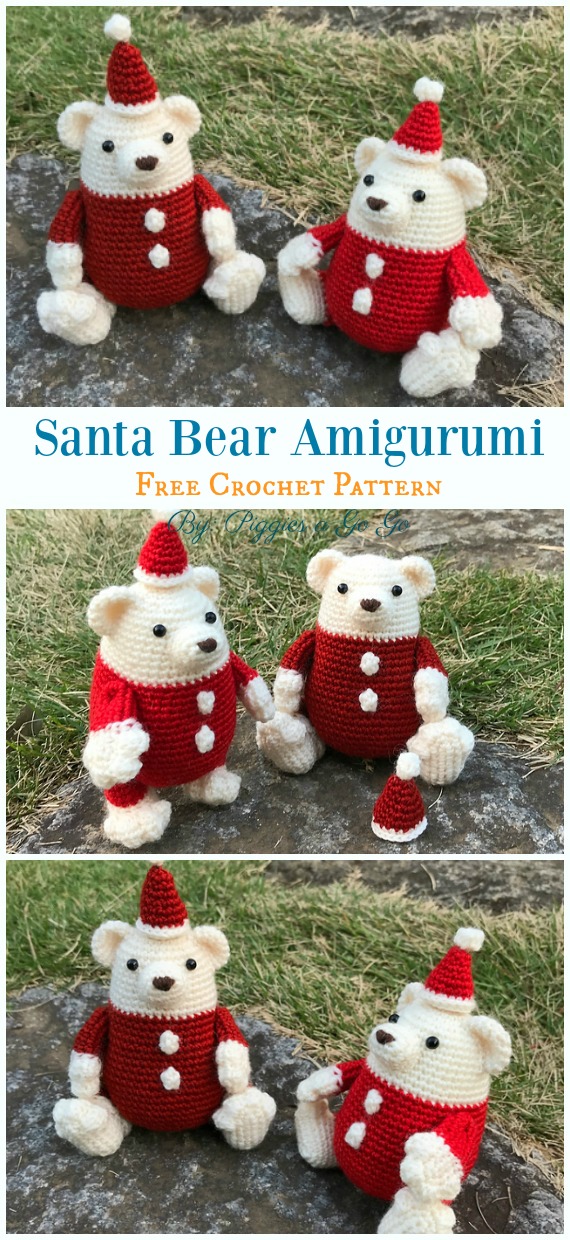 Santa Bear Amigurumi Free Crochet Pattern - Free #Amigurumi; #Bear; Toy Softies Crochet Patterns