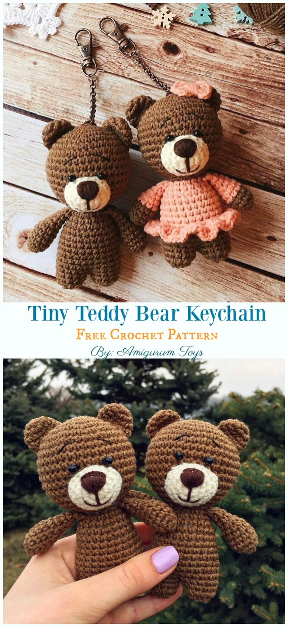 Tiny Teddy Bear Keychain Amigurumi Free Crochet Pattern - Free #Amigurumi; #Bear; Toy Softies Crochet Patterns