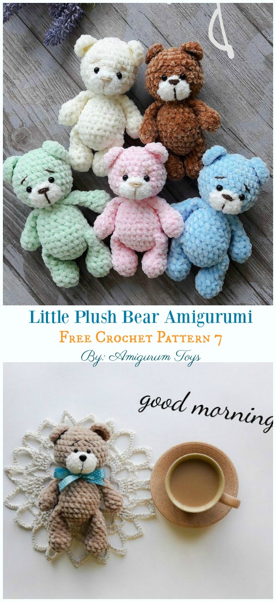 Little Plush Bear Amigurumi Free Crochet Pattern - Free #Amigurumi; #Bear; Toy Softies Crochet Patterns