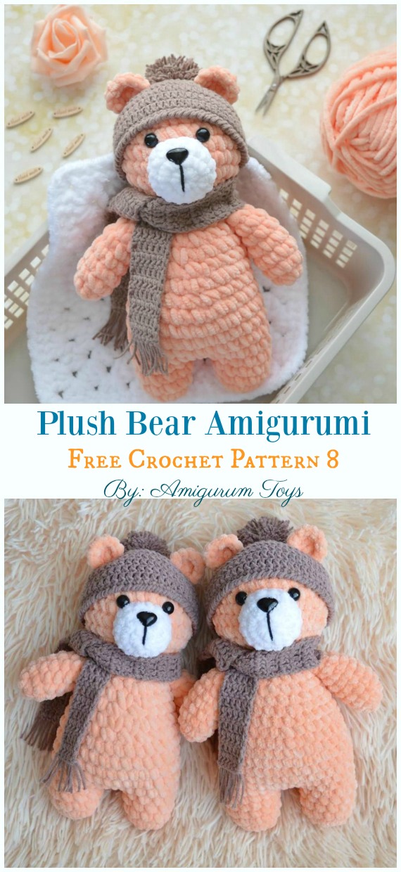 Plush Bear Amigurumi Free Crochet Pattern - Free #Amigurumi; #Bear; Toy Softies Crochet Patterns