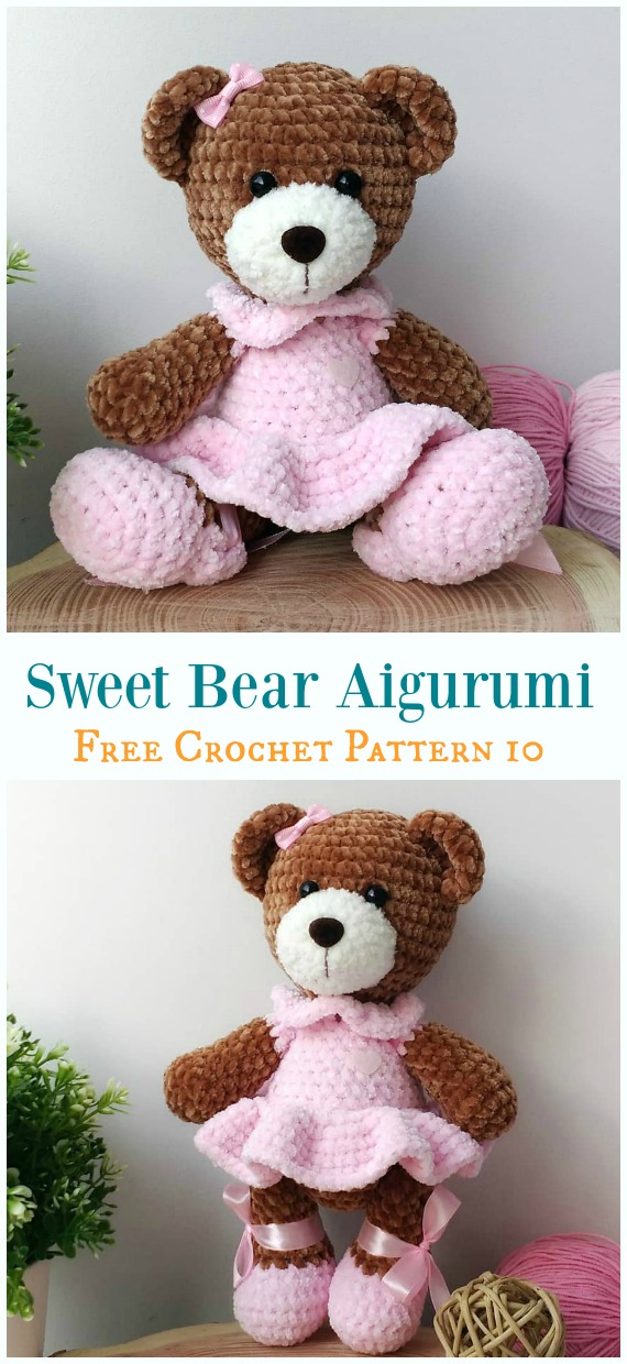 Sweet Bear Amigurumi Free Crochet Pattern - Free #Amigurumi; #Bear; Toy Softies Crochet Patterns