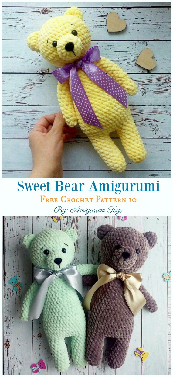 Plush Bear Amigurumi Free Crochet Pattern - Free #Amigurumi; #Bear; Toy Softies Crochet Patterns