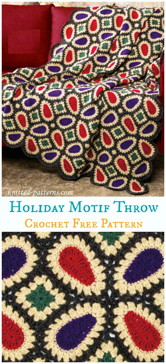 Holiday Leaf Motif Throw Crochet Free Pattern - #Throw; Blanket Free #Crochet; Patterns