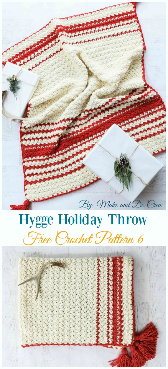 Hygge Holiday Throw Crochet Free Pattern - Holiday #Throw; Blanket Free #Crochet; Patterns