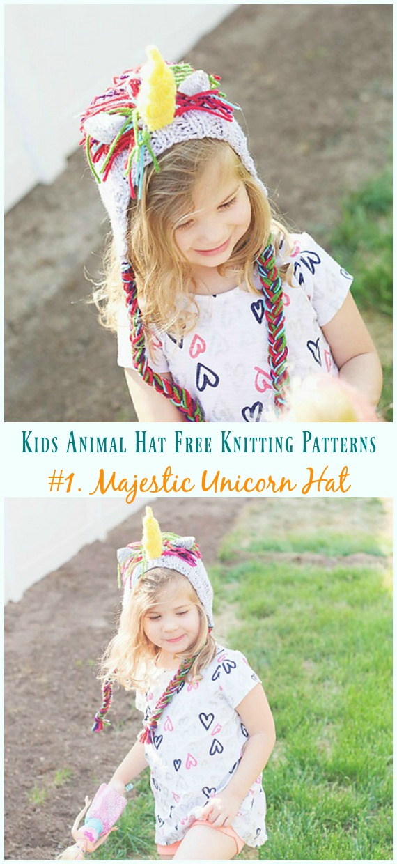 Majestic Unicorn Hat Knitting Free Patterns - Kids Animal #Hat; Free #Knitting Patterns