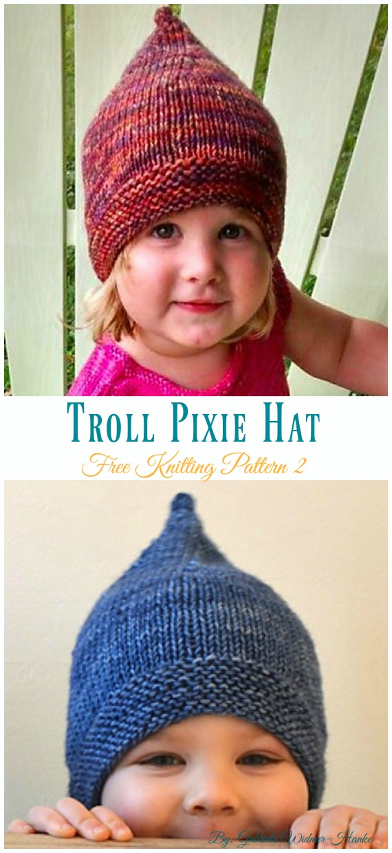 Troll Pixie Hat Knitting Free Pattern - Kids #Pixie; #Hat; Free #Knitting; Patterns