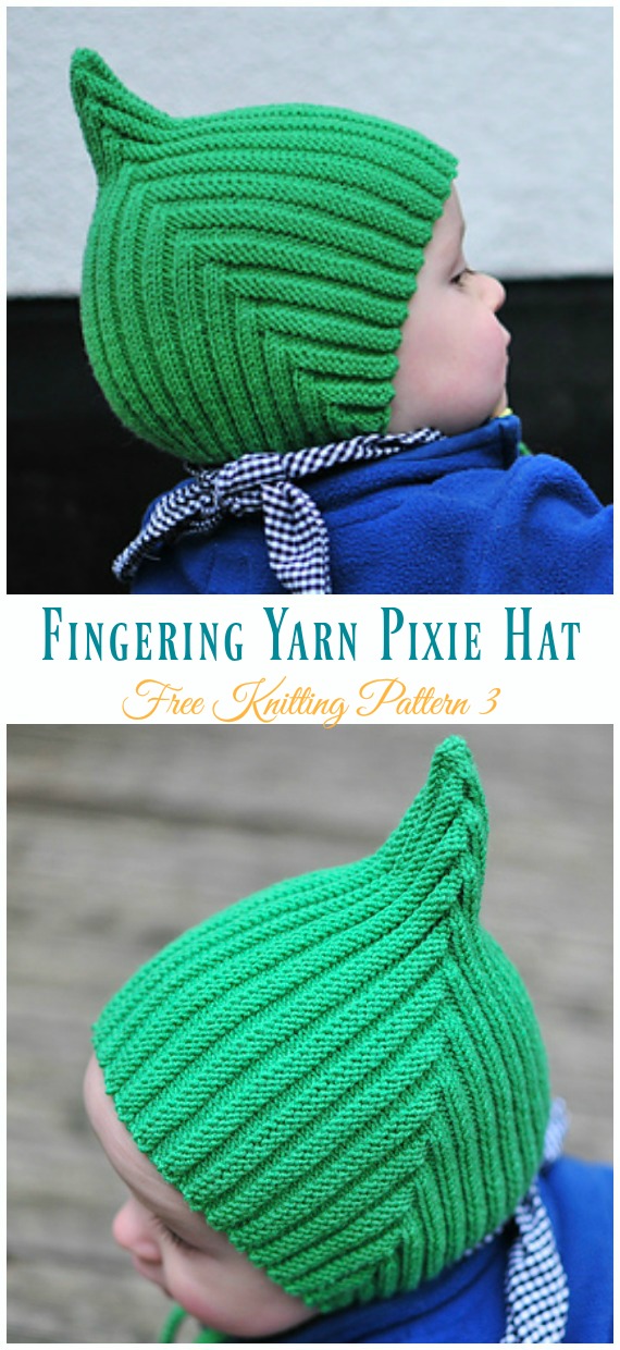 Fingering Yarn Pixie Hat Knitting Free Pattern - Kids #Pixie; #Hat; Free #Knitting; Patterns