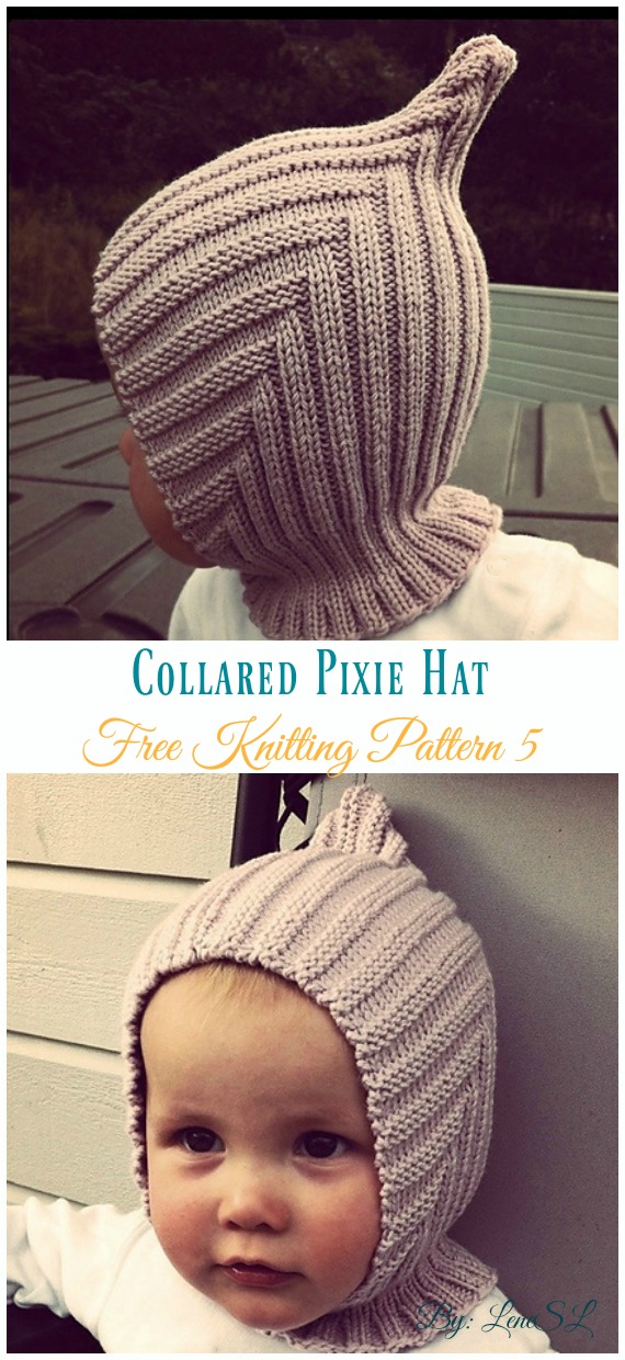 Collared Pixie Hat Knitting Free Pattern - Kids #Pixie; #Hat; Free #Knitting; Patterns