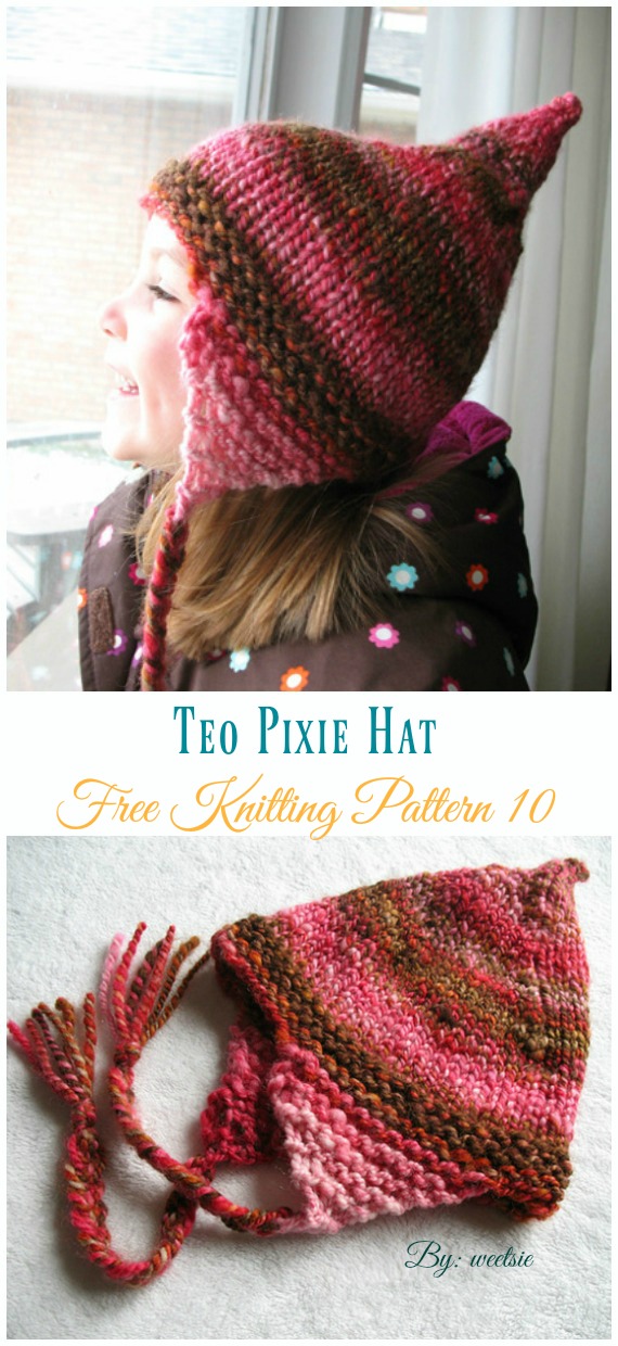 Teo Pixie Hat Knitting Free Pattern - Kids #Pixie; #Hat; Free #Knitting; Patterns