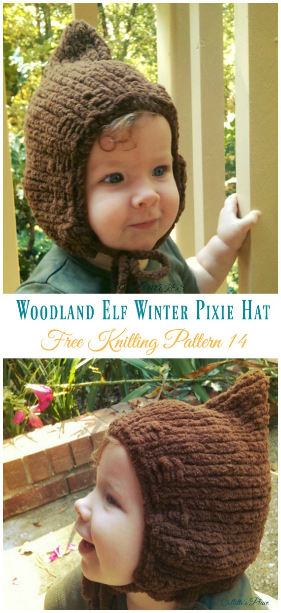 Woodland Elf Winter Pixie Hat Knitting Free Pattern - Kids #Pixie; #Hat; Free #Knitting; Patterns