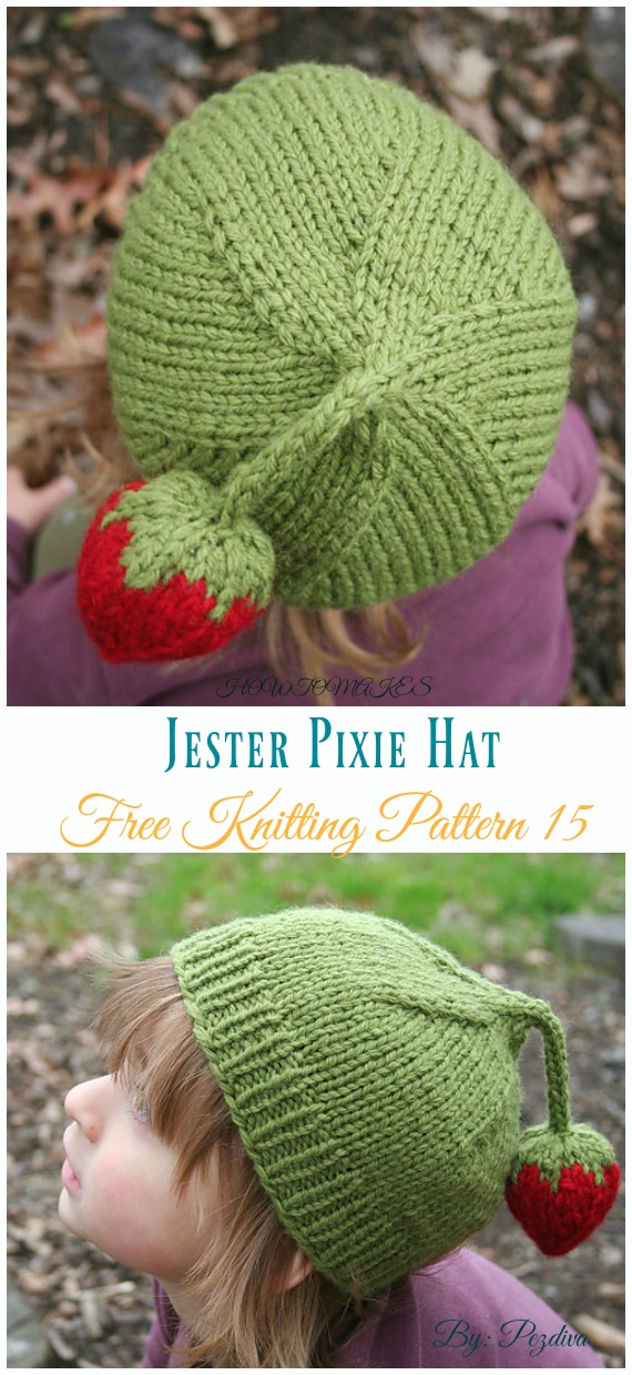 Jester Pixie Hat Knitting Free Pattern - Kids #Pixie; #Hat; Free #Knitting; Patterns