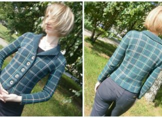 Lady Boss Women Plaid Jacket Knitting Free Pattern - Women #Cardigan; Free #Knitting; Patterns