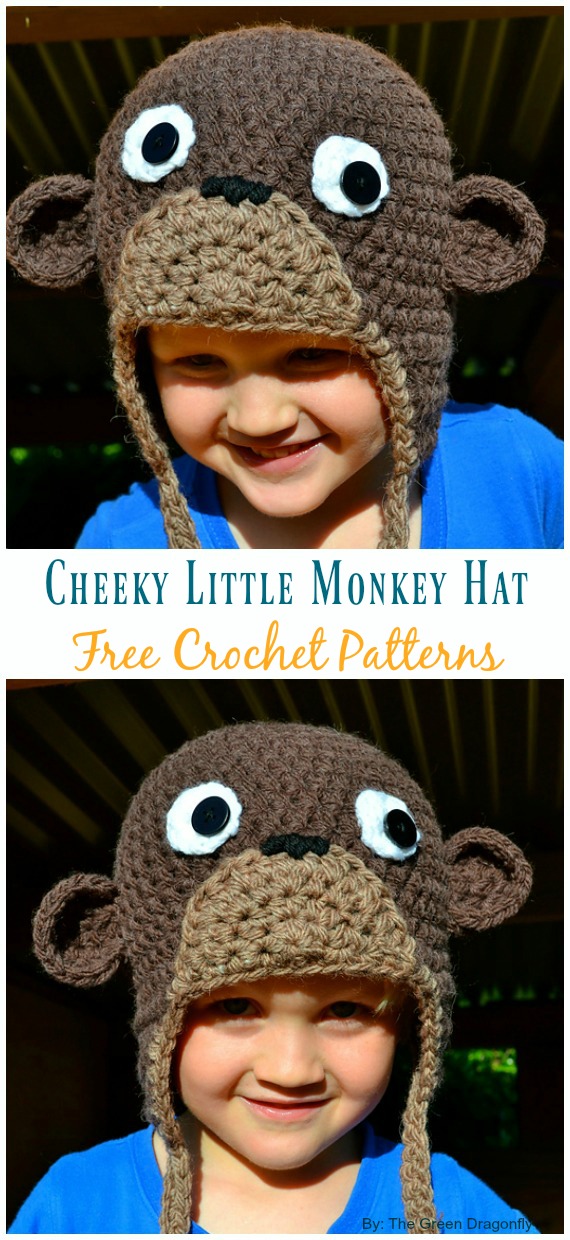 Cheeky Little Monkey Hat Crochet Free Pattern - #Monkey; #Hat; Free #Crochet; Patterns