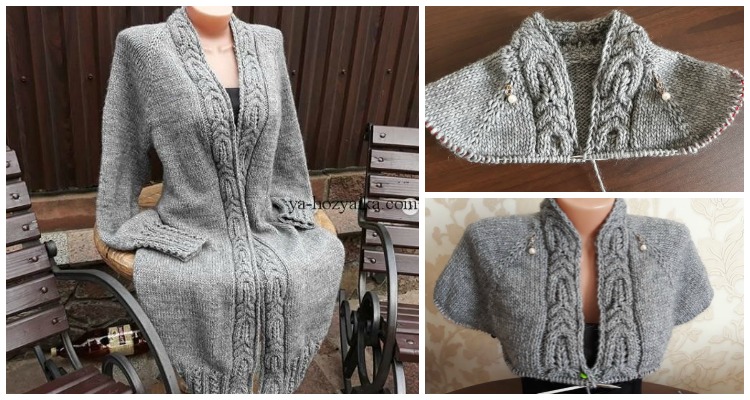 Raglan Knit Long Cable Cardigan Knitting Free Pattern