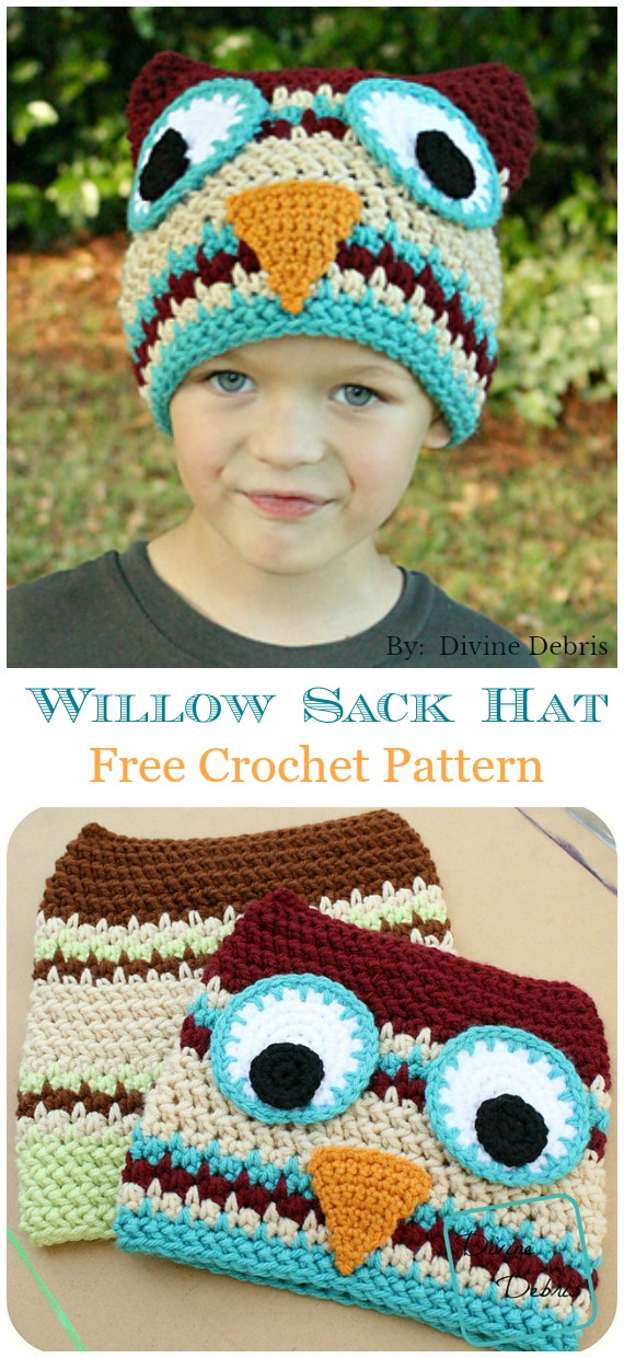 Willow Sack Hat Crochet Free Pattern - Sack #Hat; Free #Crochet; Patterns