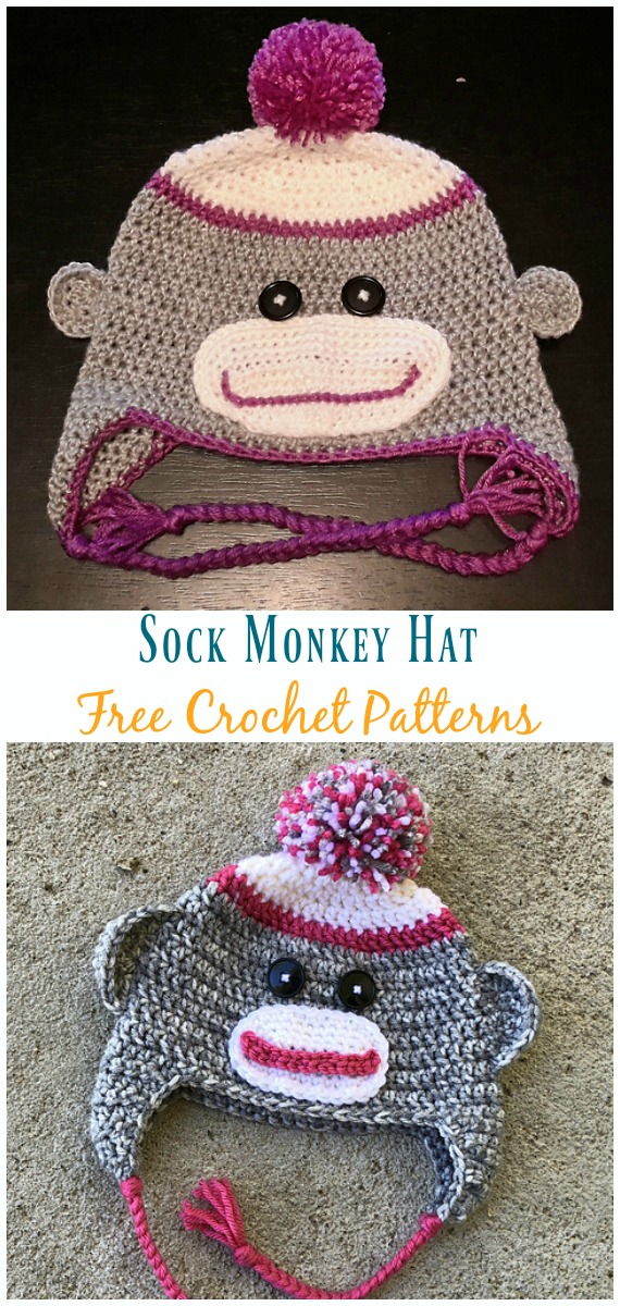Sock Monkey Hat Crochet Free Pattern - Sock #Monkey; #Hat; Free #Crochet; Patterns