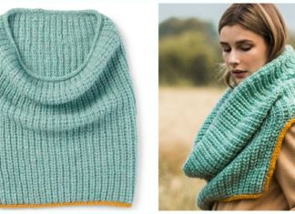 Split Rib Cowl Knitting Free Pattern - Women Cowl Free #Knitting Patterns