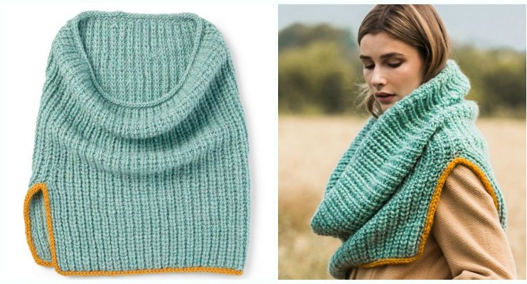 Split Rib Cowl Knitting Free Pattern - Women Cowl Free #Knitting Patterns