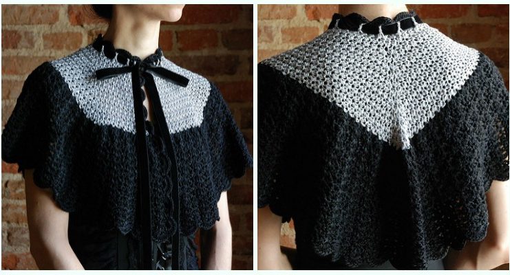 Vintage Ladies' Yoke Cape Crochet Free Pattern - Women #Cape; Free #Crochet; Patterns