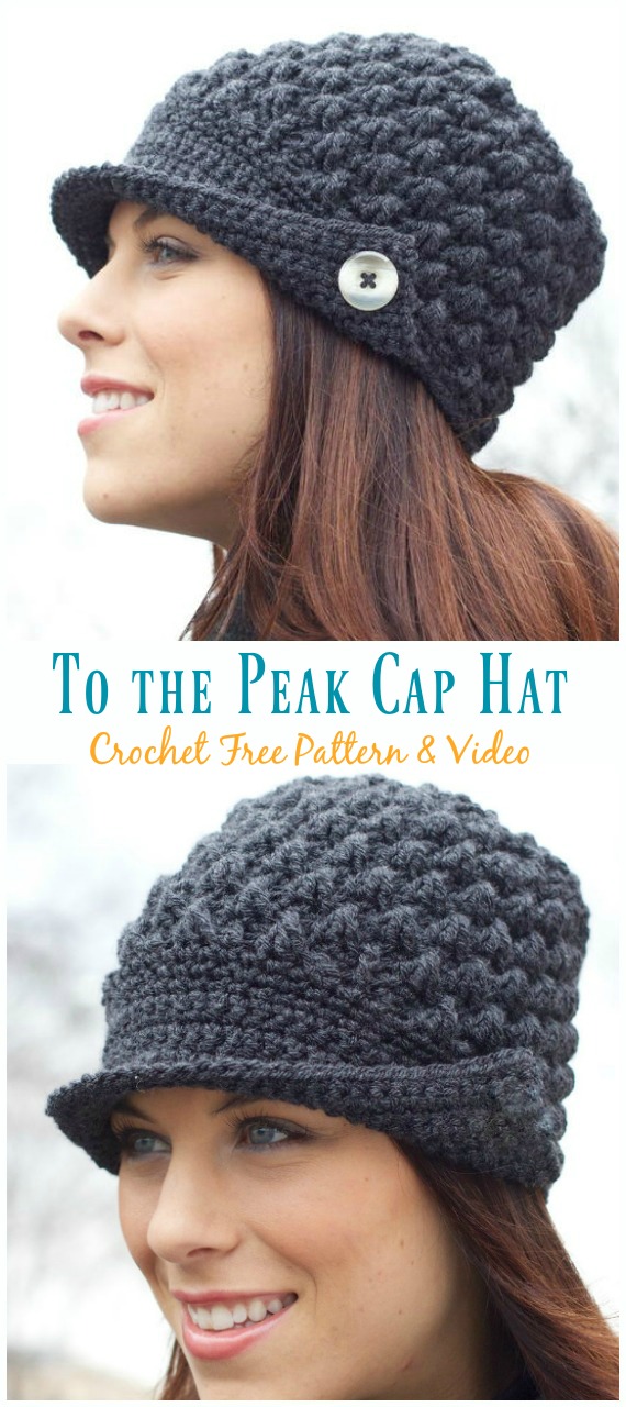 To the Peak Cap Hat Crochet Free Pattern - Women #Cap; #Hat; Free #Crochet; Patterns