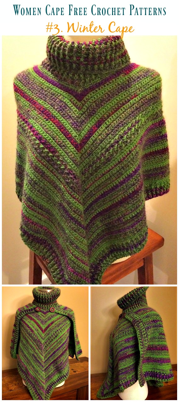 Winter Cape Crochet Free Pattern - Women #Cape; Free #Crochet; Patterns
