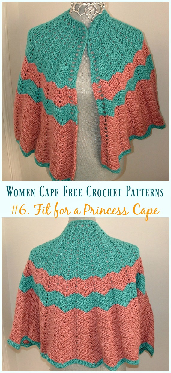 Fit for a Princess Cape Crochet Free Pattern - Women #Cape; Free #Crochet; Patterns
