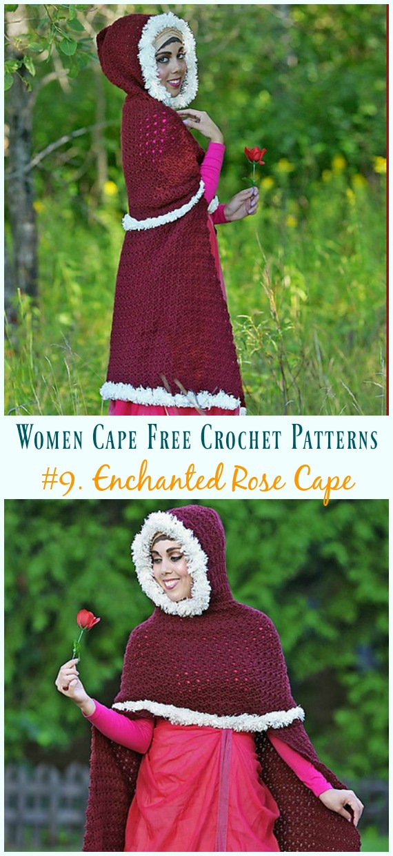 Enchanted Rose Cape Crochet Free Pattern - Women #Cape; Free #Crochet; Patterns