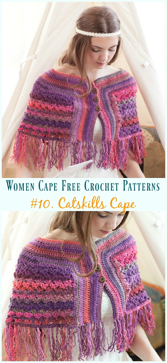 Catskills Cape Crochet Free Pattern - Women #Cape; Free #Crochet; Patterns