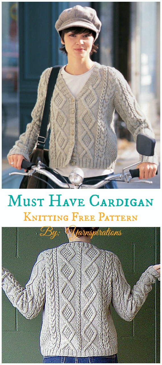 Must Have Cable Cardigan Knitting Free Pattern  - Women #Cardigan; Free #Knitting; Patterns