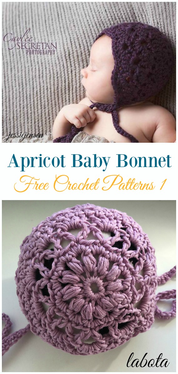 Apricot Baby Bonnet Crochet Free Pattern - Baby #Bonnet; Hat Free #Crochet; Patterns