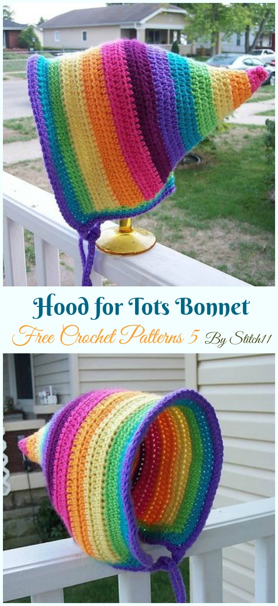 Hood for Tots Hat Crochet Free Pattern - Baby #Bonnet; Hat Free #Crochet; Patterns
