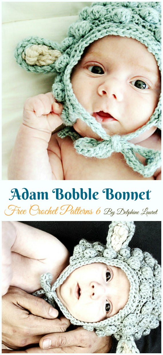 Adam Bobble Bonnet Crochet Free Pattern - Baby #Bonnet; Hat Free #Crochet; Patterns