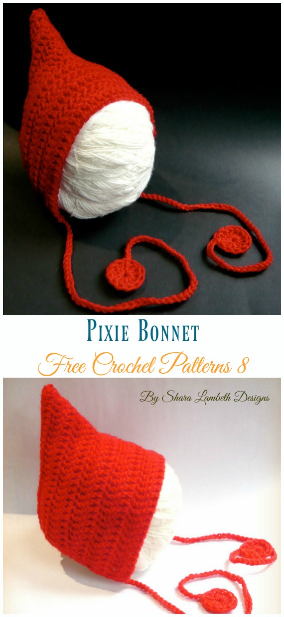 Pixie Bonnet Crochet Free Pattern - Baby #Bonnet; Hat Free #Crochet; Patterns
