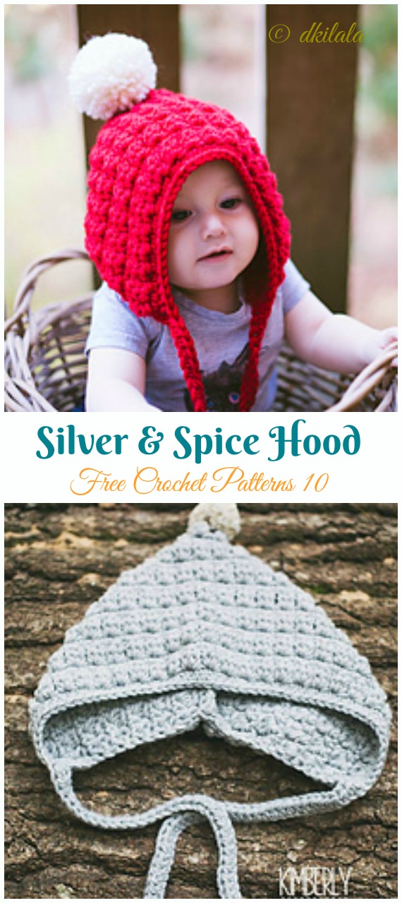 Silver & Spice Hood Crochet Free Pattern - Baby #Bonnet; Hat Free #Crochet; Patterns
