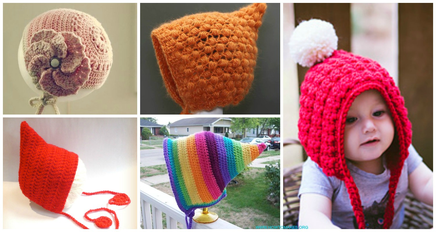 Terracotta Baby Hand Knitted Crochet Pixie Bonnet Beanie Pom Pom Hat 0-3mts 