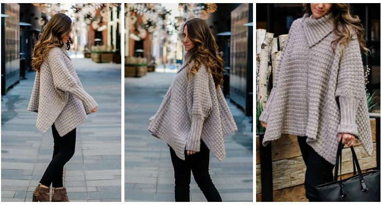 Alpine Poncho Sweater Crochet Free Pattern - Women #Poncho; Free #Crochet; Patterns