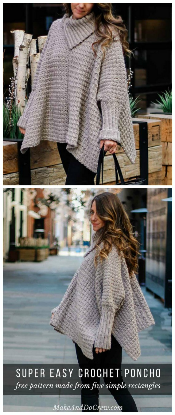 Alpine Poncho Sweater Crochet Free Pattern - Women #Poncho; Free #Crochet; Patterns