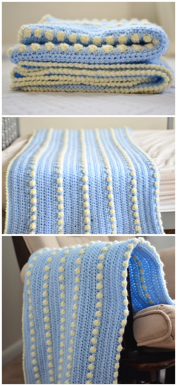 Baby Feet Blanket Free Crochet Pattern - Bobble & Popcorn #Blanket; Free #Crochet; Patterns 