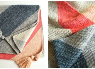 Colorblock Bias Blanket Knitting Free Patterns - Beginner Easy Baby #Blanket; Free #Knitting; Patterns